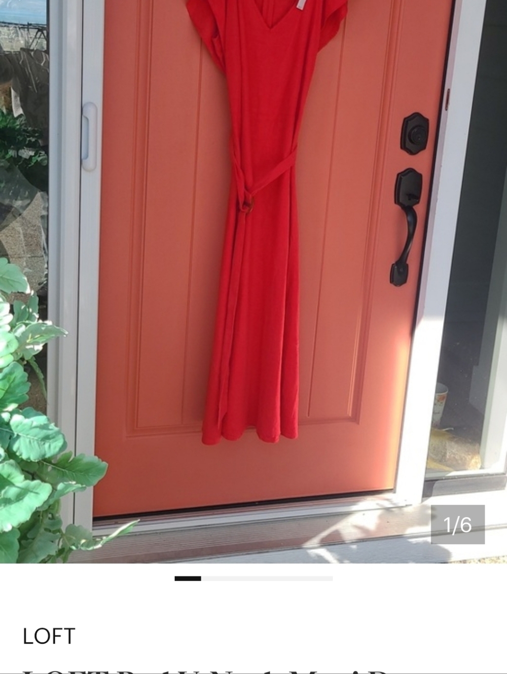 Cheery Linen Red V-Neck Belted Dress